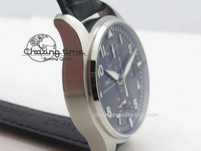 MIROTIME 0513 Youthful Pilot Spitfire 3878 Chrono BP Gray Dial SS On Black Leather Strap A 7368
